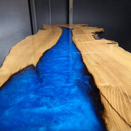 Electric Blue River Table by Waters Edge Joinery