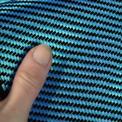 Blue Carbon Fibre Cloth 2x2 Twill In Hand Closeup