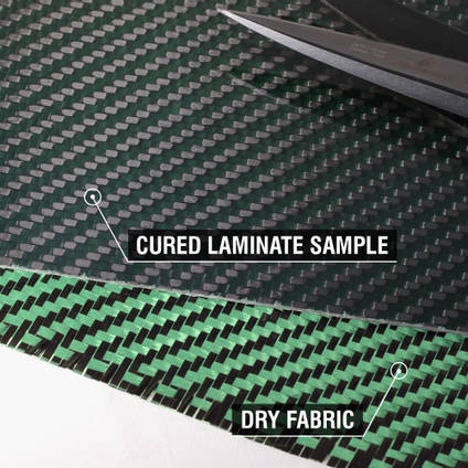 Green Carbon Fibre Cloth 2x2 Twill Cured Laminate Sample