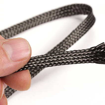 10mm Braided Carbon Fibre Sleeve in Hand