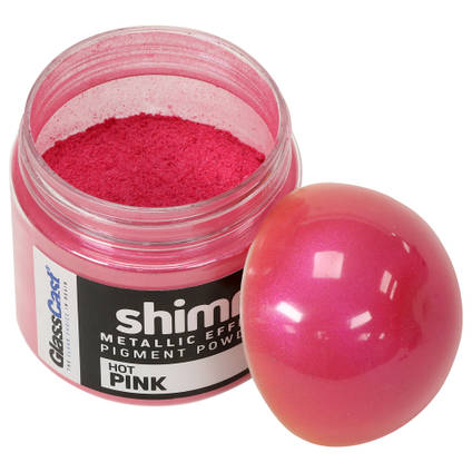 Hot Pink SHIMR Metallic Pigment Powder 20g Pot with Example Dome