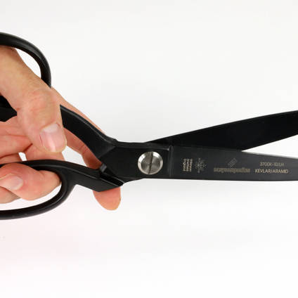 Professional 10 Inch Kevlar Shears Left Handed in Hands