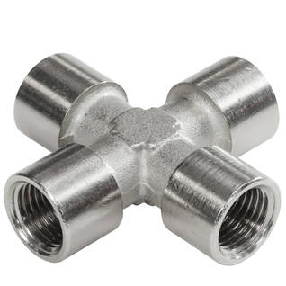 Female Cross Brass Fitting - Nickel Plated Thumbnail